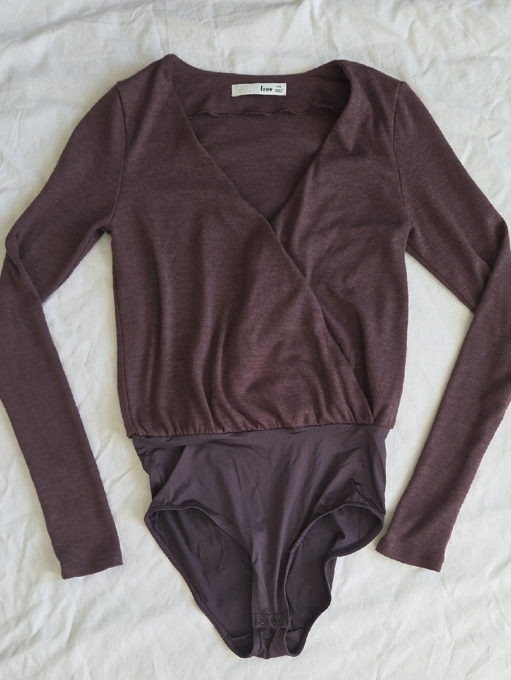 Wilfred Free Aritzia Long Sleeve Bodysuit Brown XXS Extra Extra Small